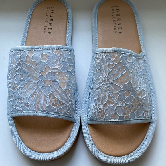 NWT Journee Collection Women’s Eniola TruComfort foam slide flat sandals blue - Picture 8 of 12